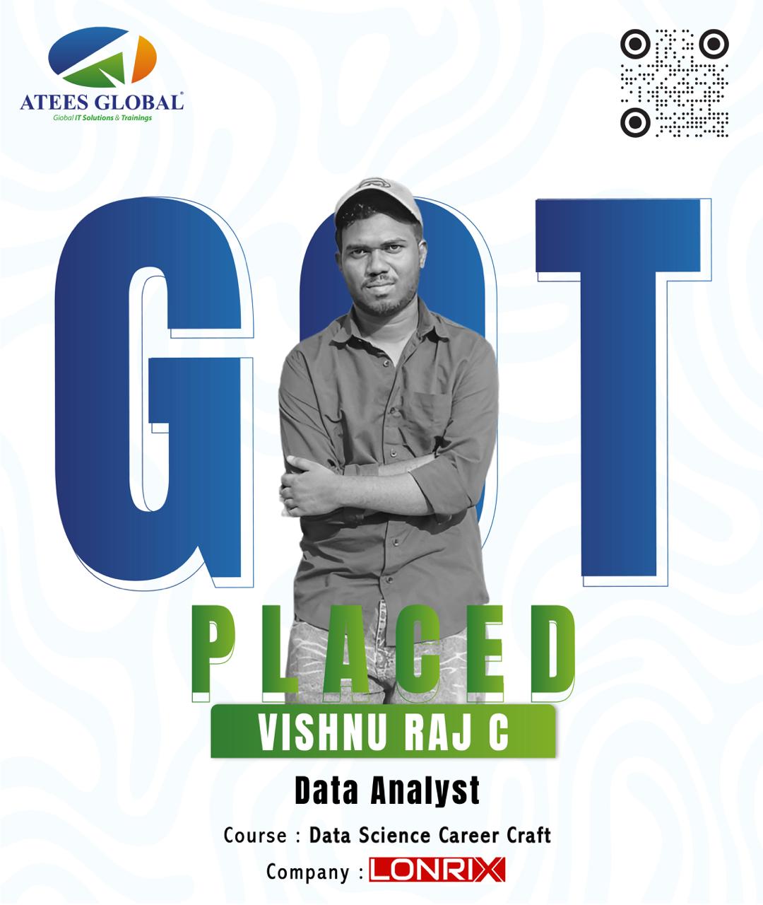 Congratulations Vishnu Raj C on becoming a Data Analyst!Your journey to success starts here — ke