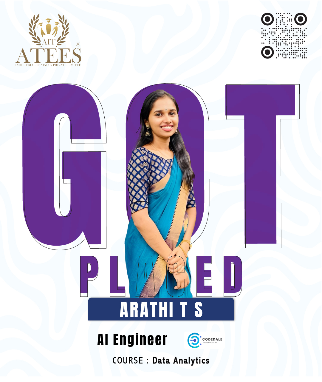 Congratulations to Arathi T S on getting placed as an AI Engineer after completing her Data Anal