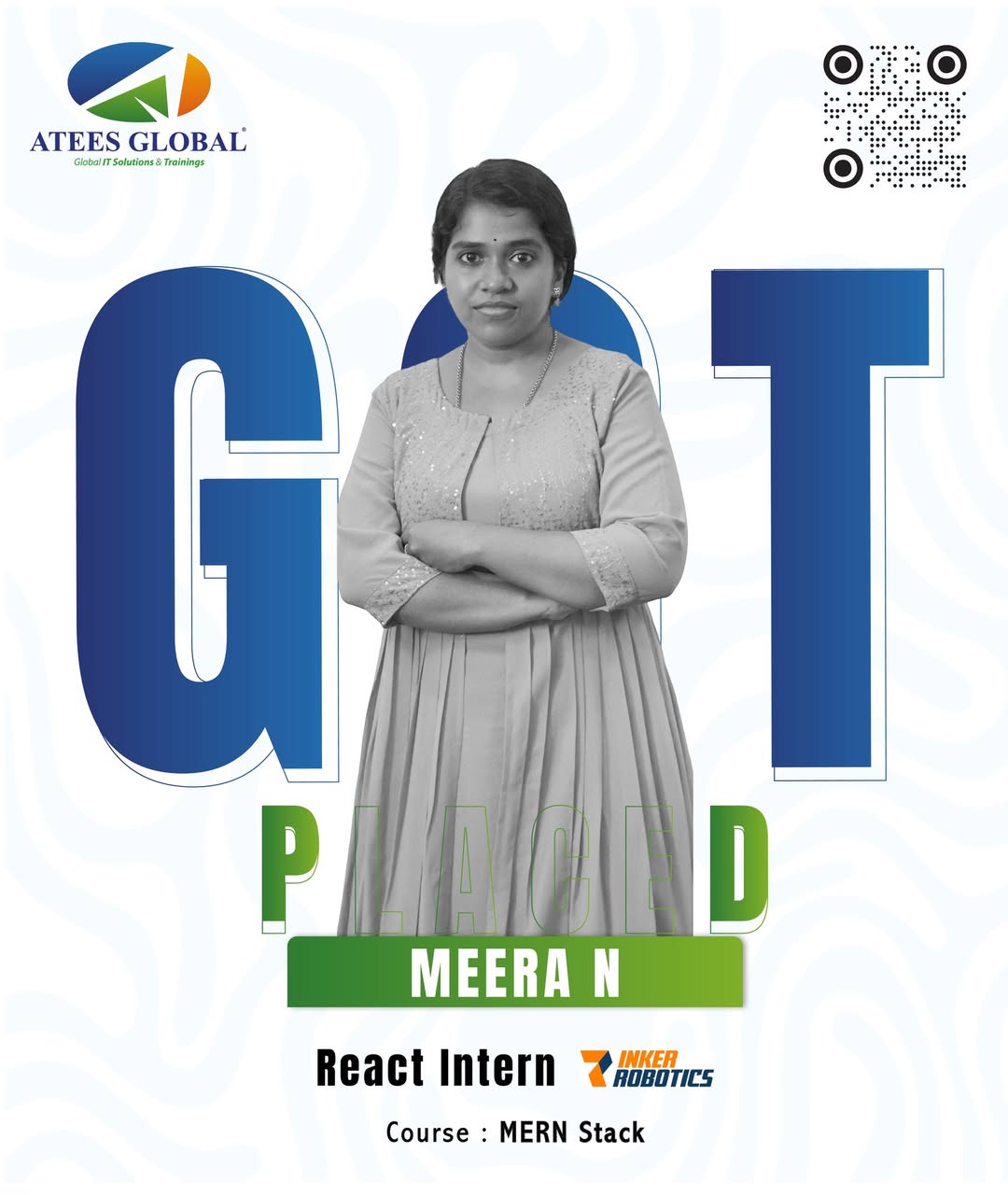 Congratulations to Meera N on getting placed as a React Intern at Inker Robotics! Your journey f
