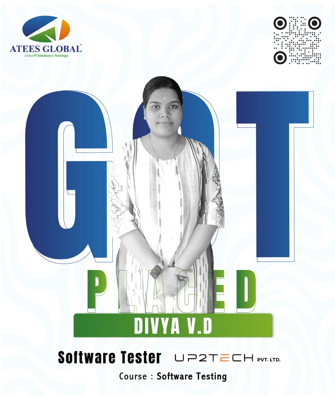 Divya V.D has stepped into her professional journey as a Software Tester at UP2TECH Pvt. Ltd.Her